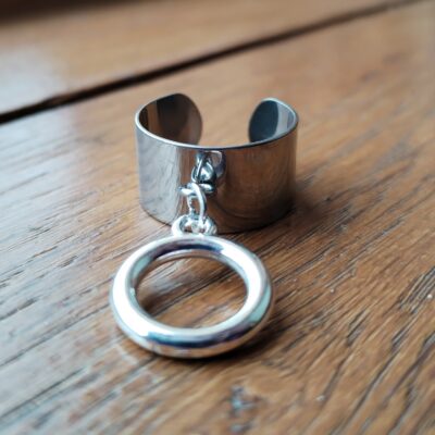 Bague ouverte acier avec anneau simple